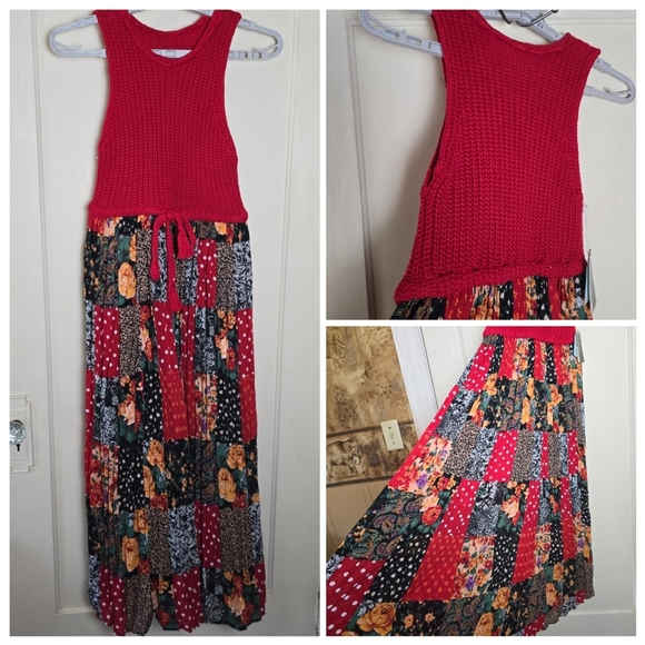 Maxi Dress Dresses & Skirts - HandmadeVintage Style Maxi Hippie Patchwork Boho Crochet Maxi Dress